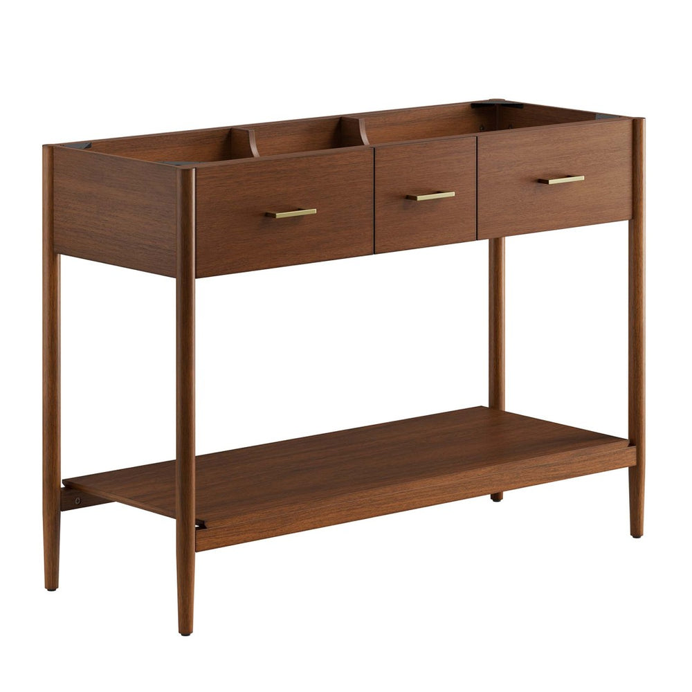 Modway Furniture Zaire 48" Double Sink Bathroom Vanity Cabinet - Modern Minimalism with Ample Storage & Style Walnut EEI-6356-WAL