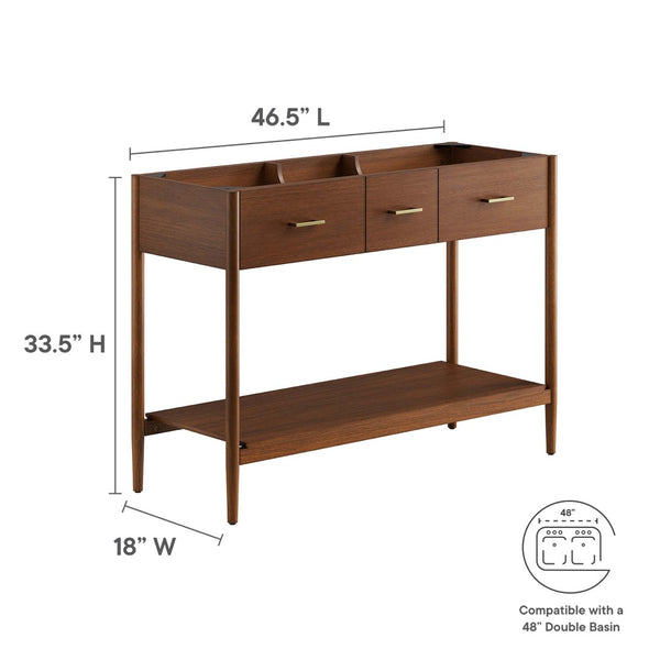 Modway Furniture Zaire 48" Double Sink Bathroom Vanity Cabinet - Modern Minimalism with Ample Storage & Style Walnut EEI-6356-WAL