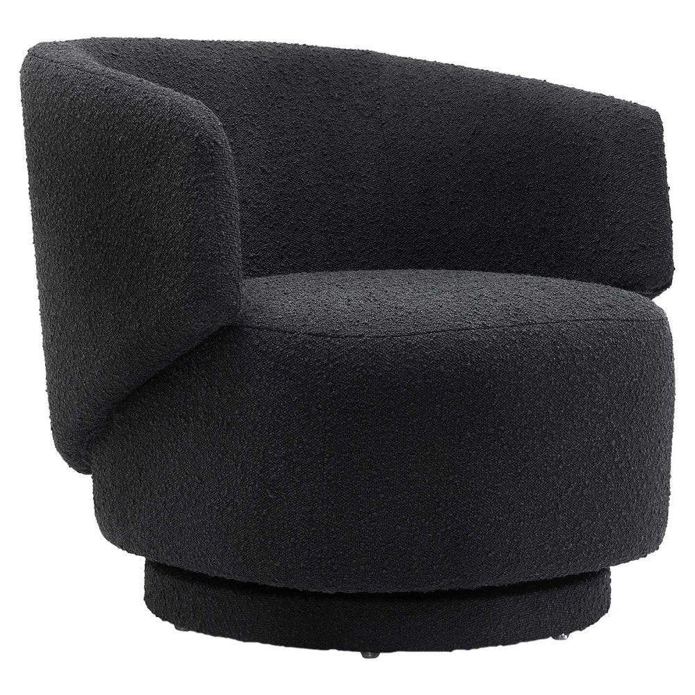 Modway Furniture Celestia Boucle Fabric Swivel Chair - Modern Comfort with Curved Design for Stylish Interiors Black EEI-6357-BLK