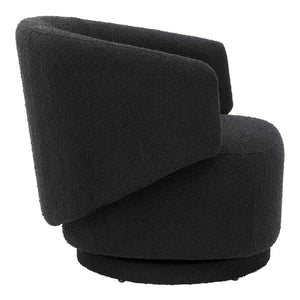 Modway Furniture Celestia Boucle Fabric Swivel Chair - Modern Comfort with Curved Design for Stylish Interiors Black EEI-6357-BLK
