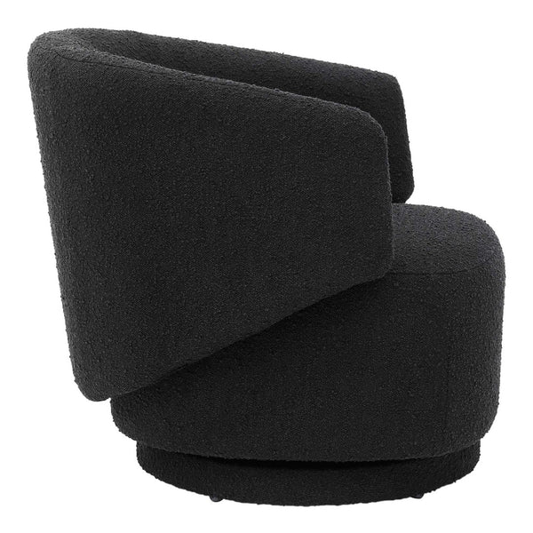 Modway Furniture Celestia Boucle Fabric Swivel Chair - Modern Comfort with Curved Design for Stylish Interiors Black EEI-6357-BLK