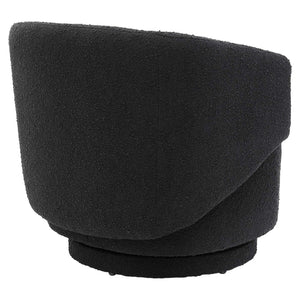 Modway Furniture Celestia Boucle Fabric Swivel Chair - Modern Comfort with Curved Design for Stylish Interiors Black EEI-6357-BLK