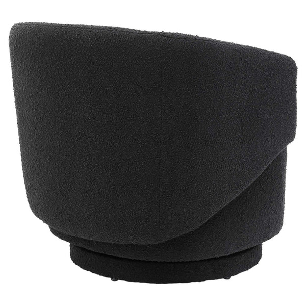 Modway Furniture Celestia Boucle Fabric Swivel Chair - Modern Comfort with Curved Design for Stylish Interiors Black EEI-6357-BLK
