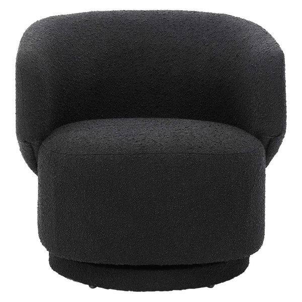 Modway Furniture Celestia Boucle Fabric Swivel Chair - Modern Comfort with Curved Design for Stylish Interiors Black EEI-6357-BLK