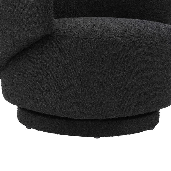 Modway Furniture Celestia Boucle Fabric Swivel Chair - Modern Comfort with Curved Design for Stylish Interiors Black EEI-6357-BLK