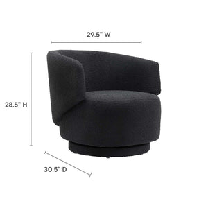 Modway Furniture Celestia Boucle Fabric Swivel Chair - Modern Comfort with Curved Design for Stylish Interiors Black EEI-6357-BLK