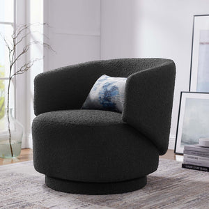 Modway Furniture Celestia Boucle Fabric Swivel Chair - Modern Comfort with Curved Design for Stylish Interiors Black EEI-6357-BLK