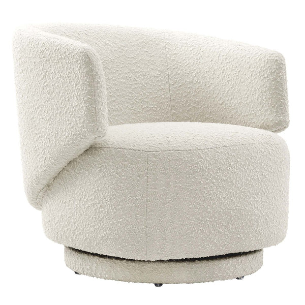 Modway Furniture Celestia Boucle Fabric Swivel Chair - Modern Comfort with Curved Design for Stylish Interiors Ivory EEI-6357-IVO