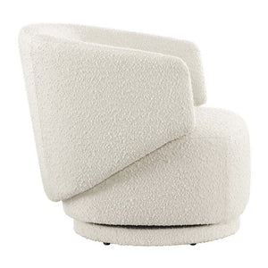 Modway Furniture Celestia Boucle Fabric Swivel Chair - Modern Comfort with Curved Design for Stylish Interiors Ivory EEI-6357-IVO