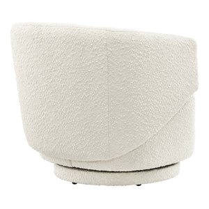 Modway Furniture Celestia Boucle Fabric Swivel Chair - Modern Comfort with Curved Design for Stylish Interiors Ivory EEI-6357-IVO