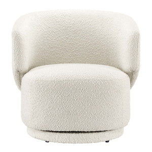 Modway Furniture Celestia Boucle Fabric Swivel Chair - Modern Comfort with Curved Design for Stylish Interiors Ivory EEI-6357-IVO