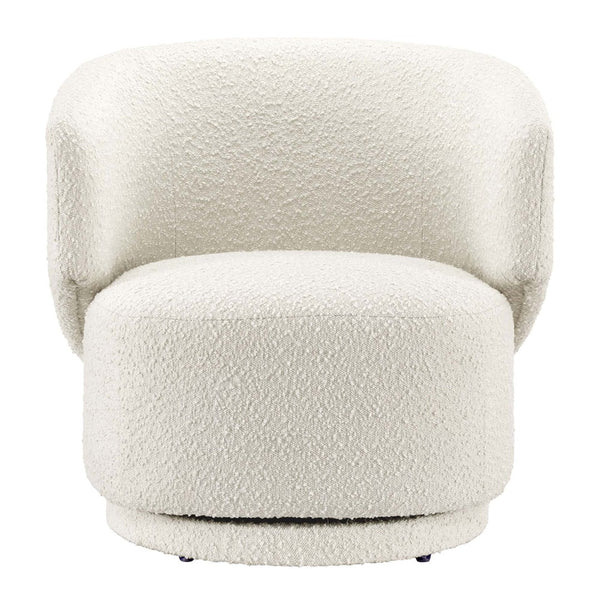 Modway Furniture Celestia Boucle Fabric Swivel Chair - Modern Comfort with Curved Design for Stylish Interiors Ivory EEI-6357-IVO