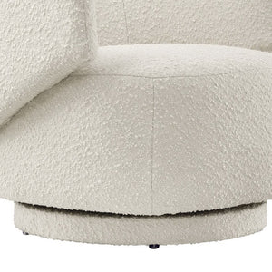 Modway Furniture Celestia Boucle Fabric Swivel Chair - Modern Comfort with Curved Design for Stylish Interiors Ivory EEI-6357-IVO