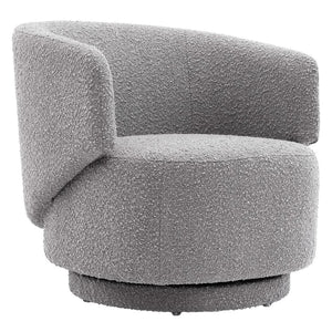 Modway Furniture Celestia Boucle Fabric Swivel Chair - Modern Comfort with Curved Design for Stylish Interiors Light Gray EEI-6357-LGR