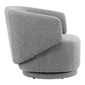 Modway Furniture Celestia Boucle Fabric Swivel Chair - Modern Comfort with Curved Design for Stylish Interiors Light Gray EEI-6357-LGR