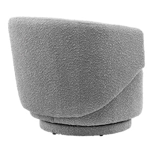 Modway Furniture Celestia Boucle Fabric Swivel Chair - Modern Comfort with Curved Design for Stylish Interiors Light Gray EEI-6357-LGR