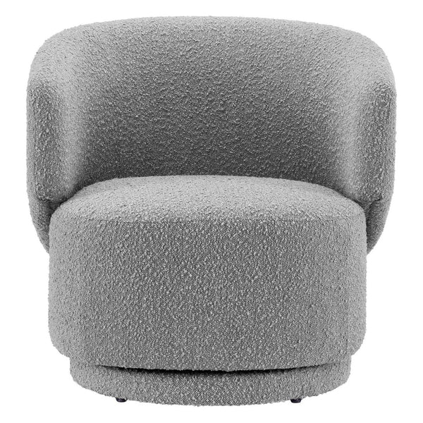 Modway Furniture Celestia Boucle Fabric Swivel Chair - Modern Comfort with Curved Design for Stylish Interiors Light Gray EEI-6357-LGR