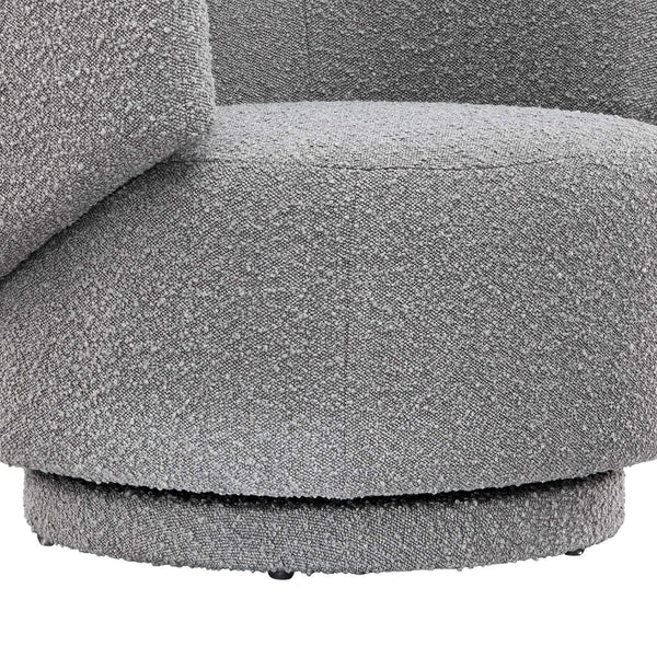 Modway Furniture Celestia Boucle Fabric Swivel Chair - Modern Comfort with Curved Design for Stylish Interiors Light Gray EEI-6357-LGR