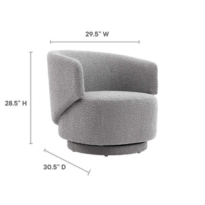 Modway Furniture Celestia Boucle Fabric Swivel Chair - Modern Comfort with Curved Design for Stylish Interiors Light Gray EEI-6357-LGR