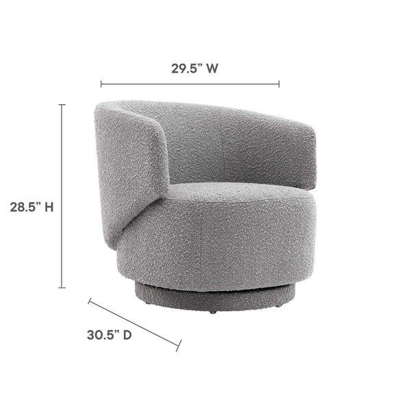 Modway Furniture Celestia Boucle Fabric Swivel Chair - Modern Comfort with Curved Design for Stylish Interiors Light Gray EEI-6357-LGR