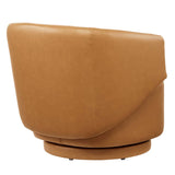 Modway Furniture Celestia Vegan Leather Fabric and Wood Swivel Chair Tan 30.5 x 29.5 x 28.5
