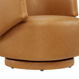 Modway Furniture Celestia Vegan Leather Fabric and Wood Swivel Chair Tan 30.5 x 29.5 x 28.5