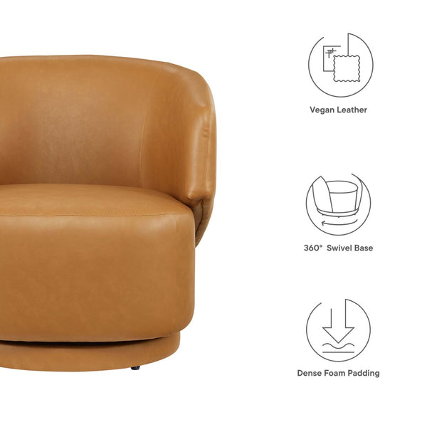 Modway Furniture Celestia Vegan Leather Swivel Chair - Modern Elegance, Luxurious Comfort, Fully Assembled & Stylish EEI-6358-TAN