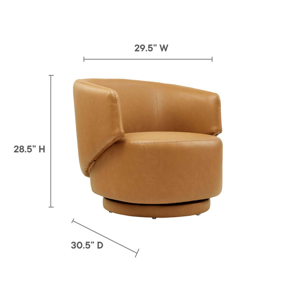 Modway Furniture Celestia Vegan Leather Swivel Chair - Modern Elegance, Luxurious Comfort, Fully Assembled & Stylish EEI-6358-TAN