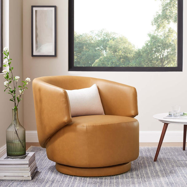 Modway Furniture Celestia Vegan Leather Swivel Chair - Modern Elegance, Luxurious Comfort, Fully Assembled & Stylish EEI-6358-TAN
