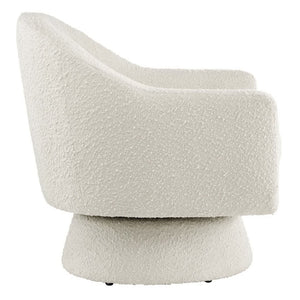 Modway Furniture Astral Boucle Fabric Swivel Chair - Modern Accent Piece with Plush Comfort and 360° Versatile Style Ivory EEI-6359-IVO