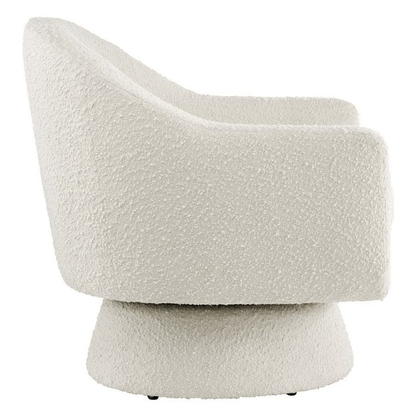Modway Furniture Astral Boucle Fabric Swivel Chair - Modern Accent Piece with Plush Comfort and 360° Versatile Style Ivory EEI-6359-IVO