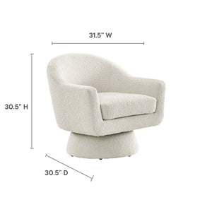 Modway Furniture Astral Boucle Fabric Swivel Chair - Modern Accent Piece with Plush Comfort and 360° Versatile Style Ivory EEI-6359-IVO