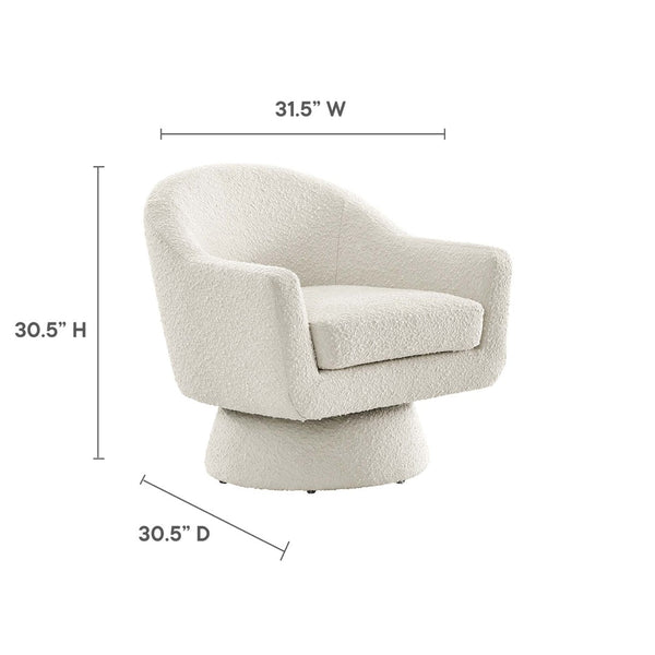 Modway Furniture Astral Boucle Fabric Swivel Chair - Modern Accent Piece with Plush Comfort and 360° Versatile Style Ivory EEI-6359-IVO