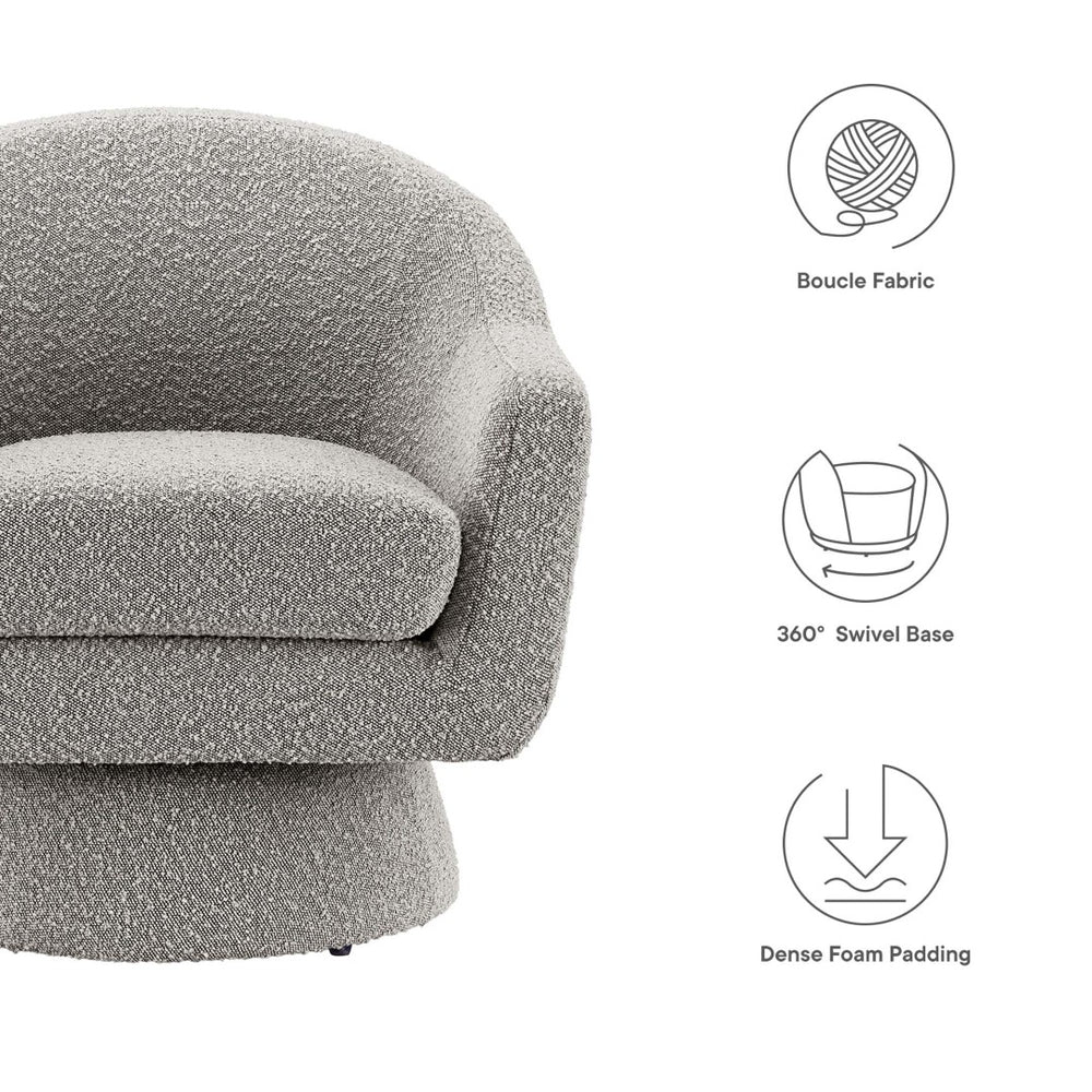 Modway Furniture Astral Boucle Fabric Swivel Chair - Modern Accent Piece with Plush Comfort and 360° Versatile Style Taupe EEI-6359-TAU