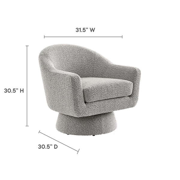 Modway Furniture Astral Boucle Fabric Swivel Chair - Modern Accent Piece with Plush Comfort and 360° Versatile Style Taupe EEI-6359-TAU
