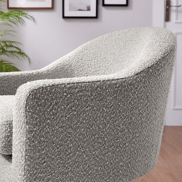 Modway Furniture Astral Boucle Fabric Swivel Chair - Modern Accent Piece with Plush Comfort and 360° Versatile Style Taupe EEI-6359-TAU