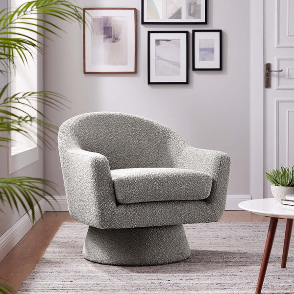 Modway Furniture Astral Boucle Fabric Swivel Chair - Modern Accent Piece with Plush Comfort and 360° Versatile Style Taupe EEI-6359-TAU