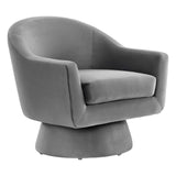 Modway Furniture Astral Performance Velvet Fabric and Wood Swivel Chair Gray 30.5 x 31 x 30.5