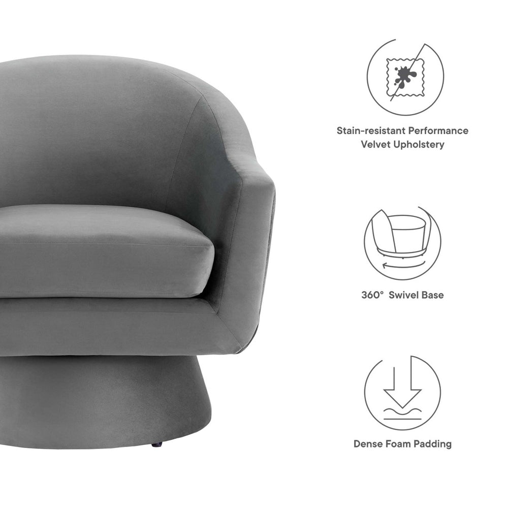 Modway Furniture Astral Swivel Chair: Modern Velvet Comfort with 360° Rotation, Durable Design for Any Space Gray EEI-6360-GRY