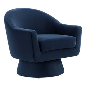 Modway Furniture Astral Swivel Chair: Modern Velvet Comfort with 360° Rotation, Durable Design for Any Space Midnight Blue EEI-6360-MID