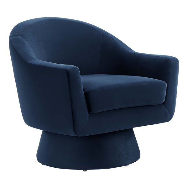 Modway Furniture Astral Swivel Chair: Modern Velvet Comfort with 360° Rotation, Durable Design for Any Space Midnight Blue EEI-6360-MID