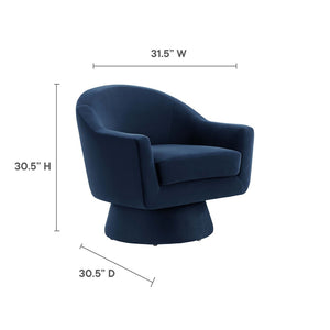Modway Furniture Astral Swivel Chair: Modern Velvet Comfort with 360° Rotation, Durable Design for Any Space Midnight Blue EEI-6360-MID