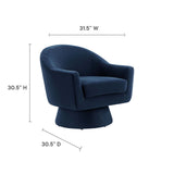 Modway Furniture Astral Performance Velvet Fabric and Wood Swivel Chair Midnight Blue 30.5 x 31 x 30.5