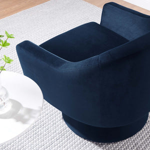 Modway Furniture Astral Swivel Chair: Modern Velvet Comfort with 360° Rotation, Durable Design for Any Space Midnight Blue EEI-6360-MID