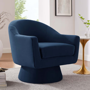 Modway Furniture Astral Swivel Chair: Modern Velvet Comfort with 360° Rotation, Durable Design for Any Space Midnight Blue EEI-6360-MID