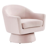 Modway Furniture Astral Performance Velvet Fabric and Wood Swivel Chair Pink 30.5 x 31 x 30.5