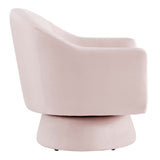 Modway Furniture Astral Performance Velvet Fabric and Wood Swivel Chair Pink 30.5 x 31 x 30.5
