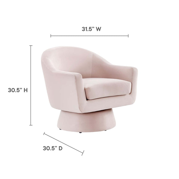 Modway Furniture Astral Swivel Chair: Modern Velvet Comfort with 360° Rotation, Durable Design for Any Space Pink EEI-6360-PNK