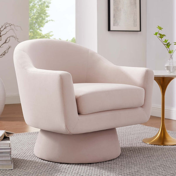 Modway Furniture Astral Swivel Chair: Modern Velvet Comfort with 360° Rotation, Durable Design for Any Space Pink EEI-6360-PNK
