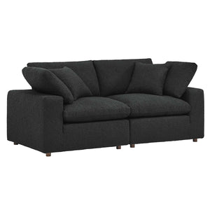 Modway Furniture Commix Down Filled Overstuffed Boucle Fabric Loveseat Black 40 x 80 x 20